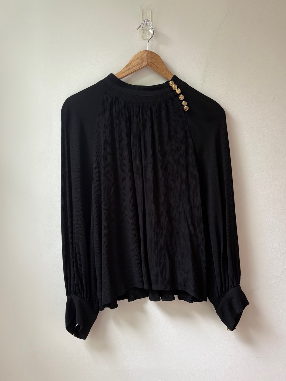 ba&sh Mock Neck with Gold Buttons - Picture 10 of 12